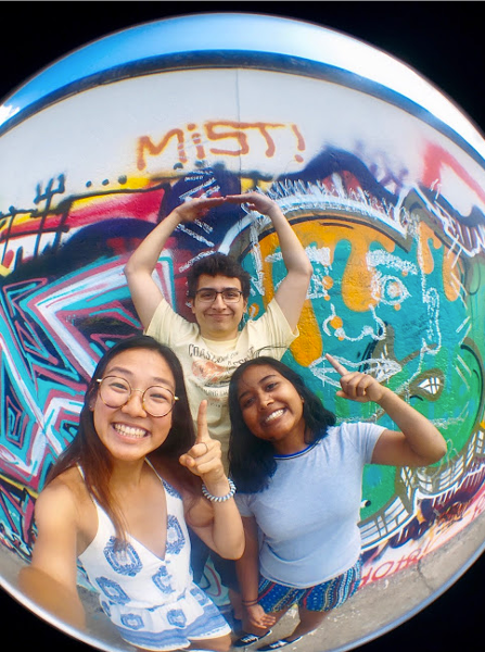 Visiting the East Side Gallery on the Berlin Wall with other MIT interns Christine and Seb